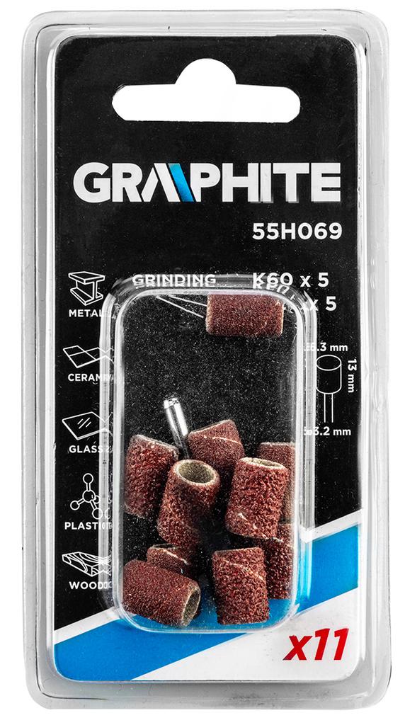 Sanding belt 6.3 mm, K60, K120, set of 10 + 3.2 mm shank