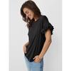 Spring and Summer New Solid Color Round Neck Ruffle Sleeve Short-sleeved T-shirt Top