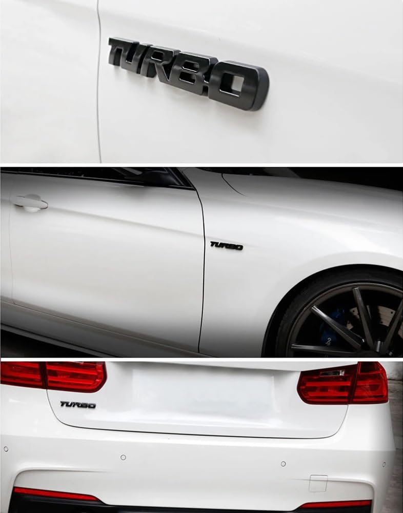 GETON TURBO 4WD 3D Emblem Metal Double-Sided Tape Easy to Install Universal Car Logo