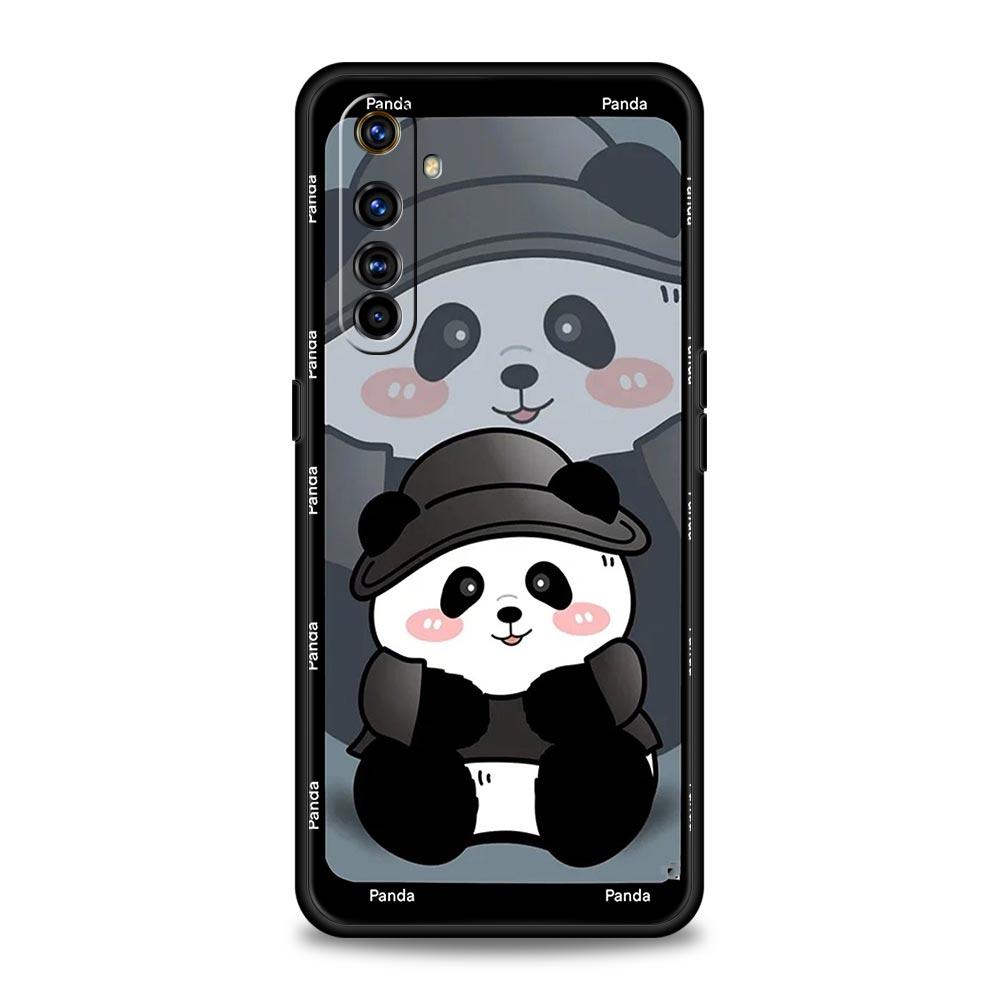 Phone Case For Realme 12 11 10 9 8 5G 7 6 GT5 GT3 GT2 Pro Plus C21 C11 C25 C35 GT Neo 2 3 3T 5 Cover Cute Panda Climbing Bamboo