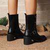 Pointed Toe Thick Heel Single Boots Women's Fashionable Pointed Sleeve Non-slip Wear-resistant Mid-calf Boots