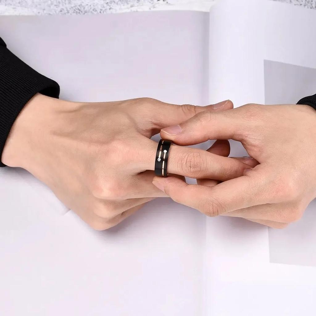 Modern 8mm Men Tungsten Wedding Rings for Men Luxury Gold Color Stainless Steel Zircon Rings Wedding Party Jewelry Drop Shipping