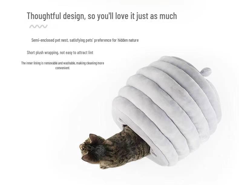 Caterpillar Shaped Cat Nest: Year-Round Cozy Sleeping Bag for Cats.