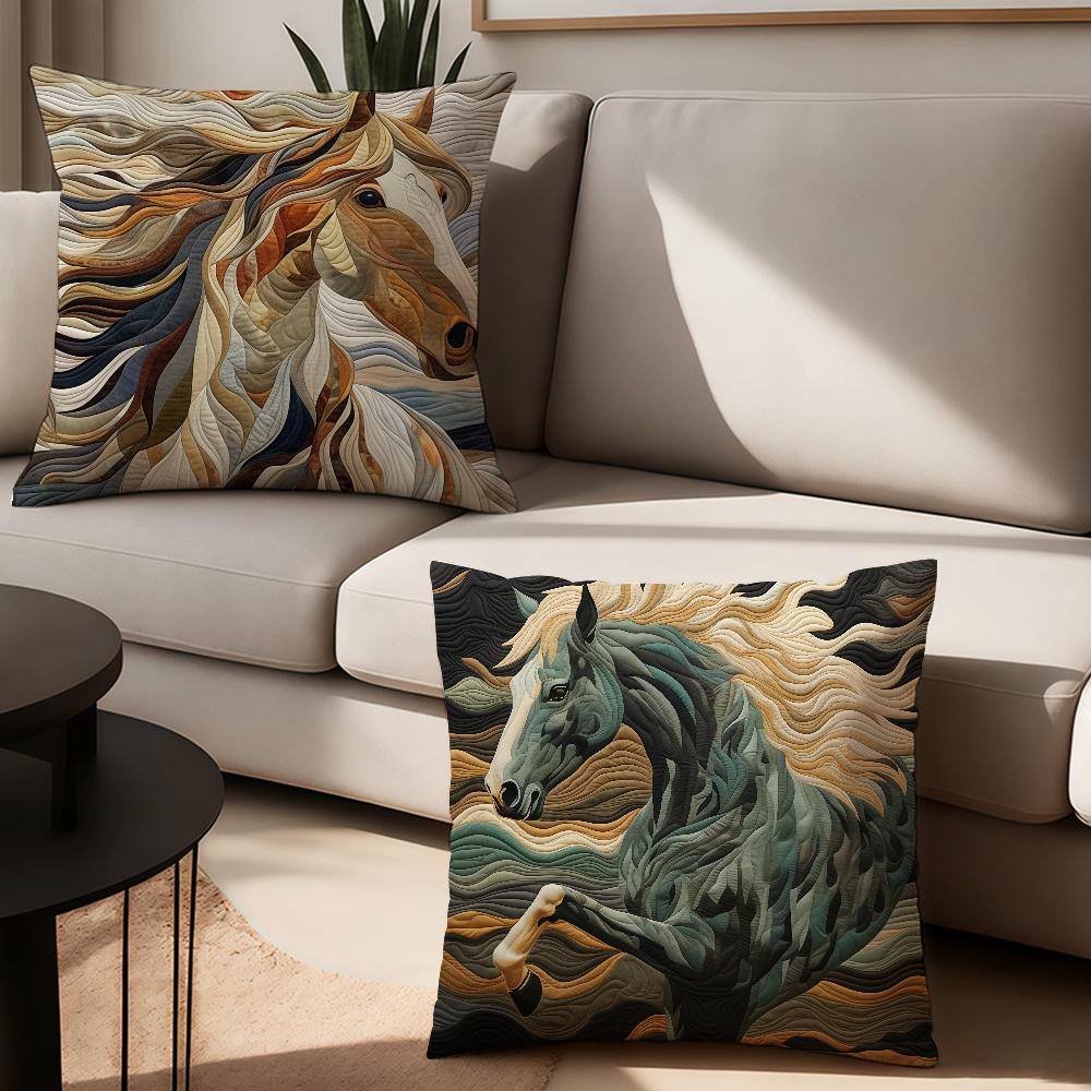 Stylish Horse Art Cool Pillow Case Office Cushions Suitable For Sofa Car Bedroom Decorative Cushion Cover