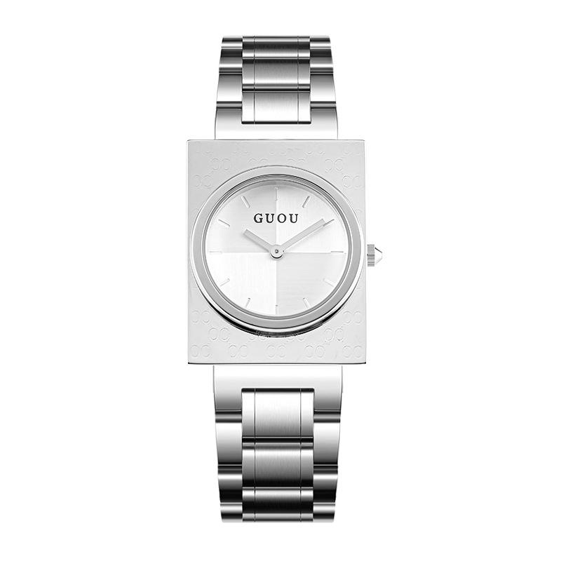 New Women's Watch, Simple, Versatile, Light and Luxurious, Quartz Watch, Butterfly Buckle, Steel Strap, Small Square Watch