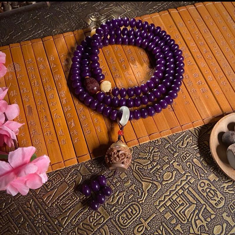 Temple Mutton Fat White Jade Bodhi Root 108 Beads Unisex Bracelet Necklace Pendant Buddhist Beads