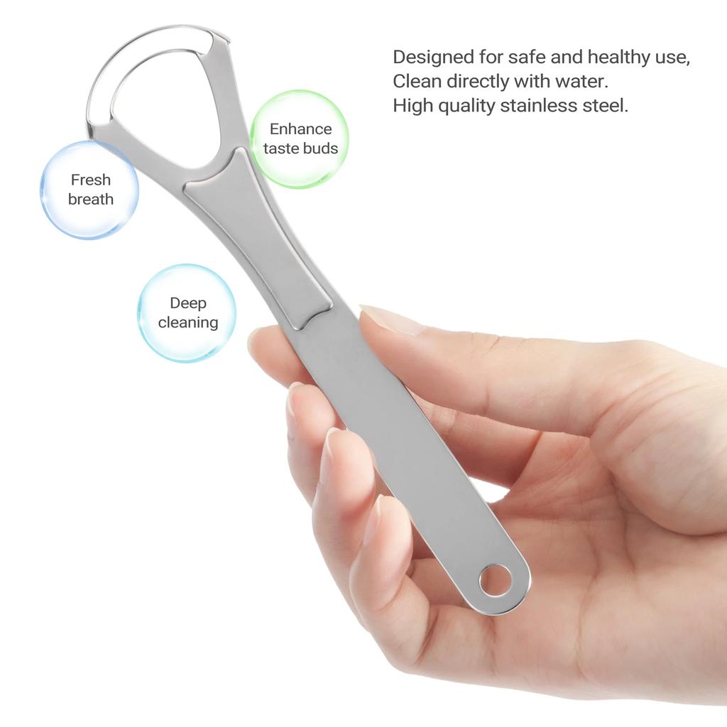 1 Pc Stainless Steel Tongue Scraper Double Layer Tongue Coating Cleaner For Bad Breath Removal Oral Care Brush
