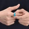 Fashion 8mm Men Stainless Steel Rings Inlay Blue turquoise Rings For Men Women Wedding Engagement Band Jewelry Gift