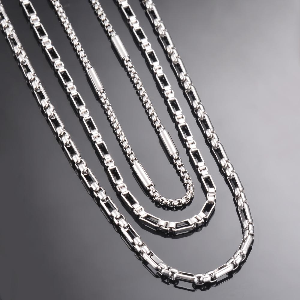 1 Meter/lot Stainless Steel Handmade Chain Square Pearl 3:1 Chain Box Necklace Chain For DIY Jewelry Making Wholesale Bulk Chain