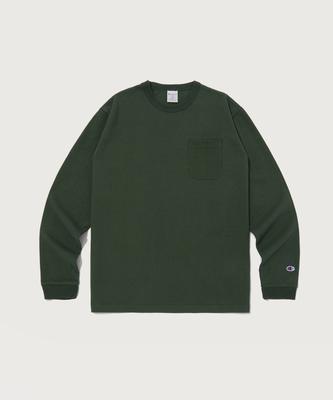 T1011 7Oz Pocket Long Sleeve T-Shirt Dark Green (Made In Usa)