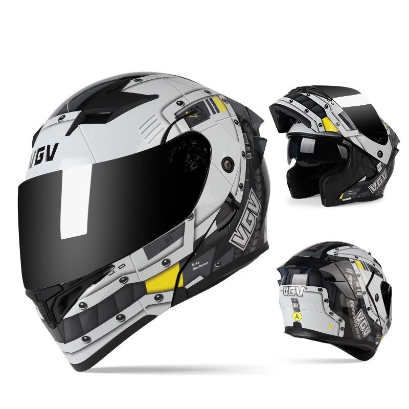 VGV Double Lens flip up helmet Openable motorcycle helmet Various Tinted Lens Sun protection glare and UV rays Modular cycling
