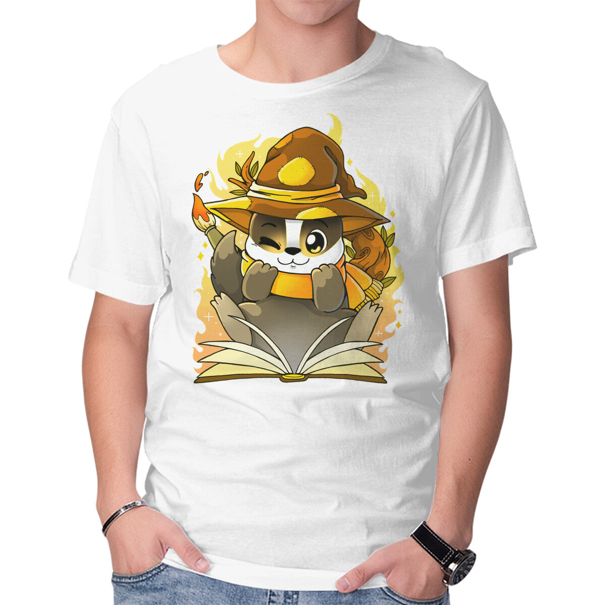 Unisex Crew Neck T-Shirt Wizard Puff Graphic Short Sleeve Casual Tee XL