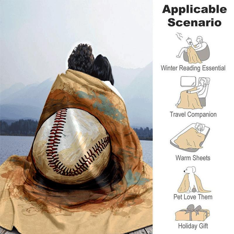 1pc Baseball Printing Lightweight Flannel Blanket, Comfortable and Warm Blanket, for Camping Sofa Bed and Couch Office, in All Seasons