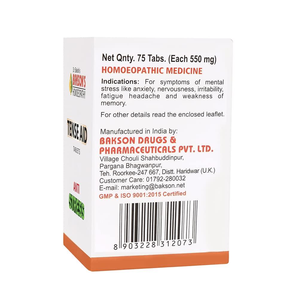 Dr. Bakshi's Bakson's Tense Aid Tablets 75 Tabs Pack Of 1 Daily Wellness Support For Relaxation And Calm