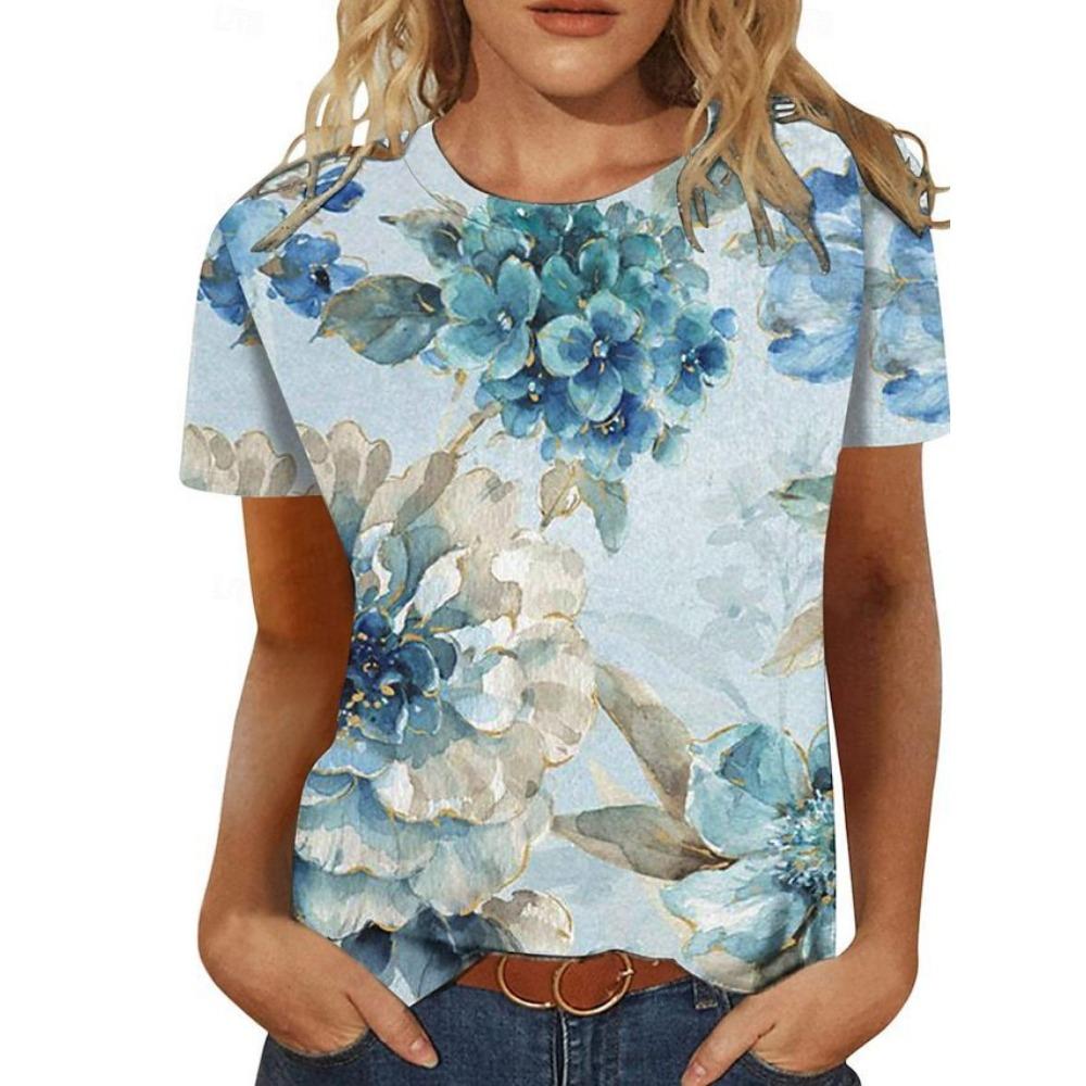 Fashion Flower Floral T-Shirts 3D Print Women New O-Neck Short Sleeves T Shirt Streetwear Y2k Harajuku Tees Tops Female Clothing