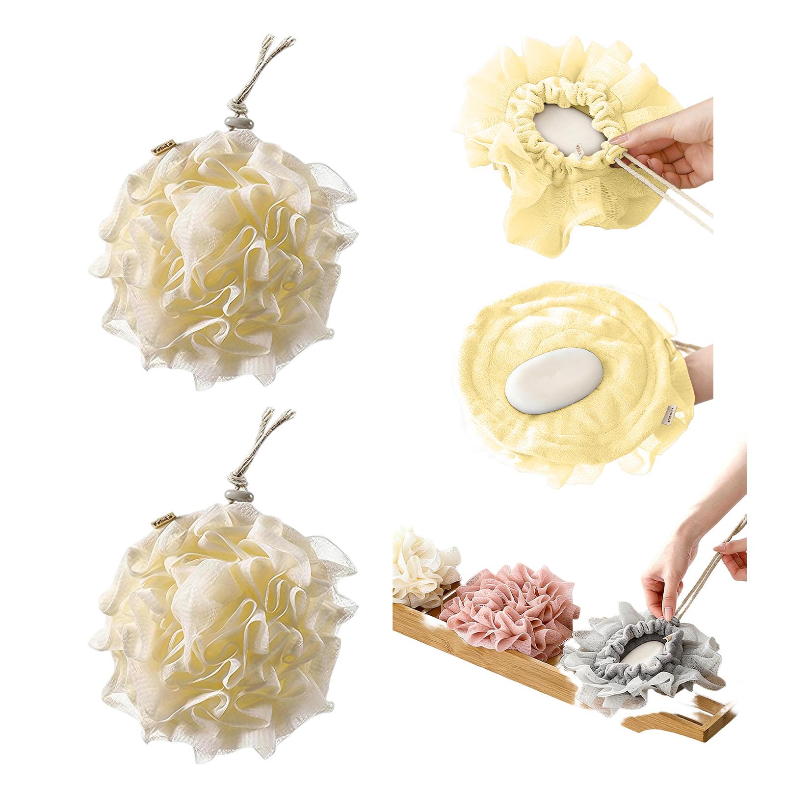2pcs Bar Soap Loofah Pouch, New 2 In 1 Drawstring Loofah Soap Holder, Exfoliation Mesh Shower Ball For Cleansing And Smooth Skin One Size бежевый