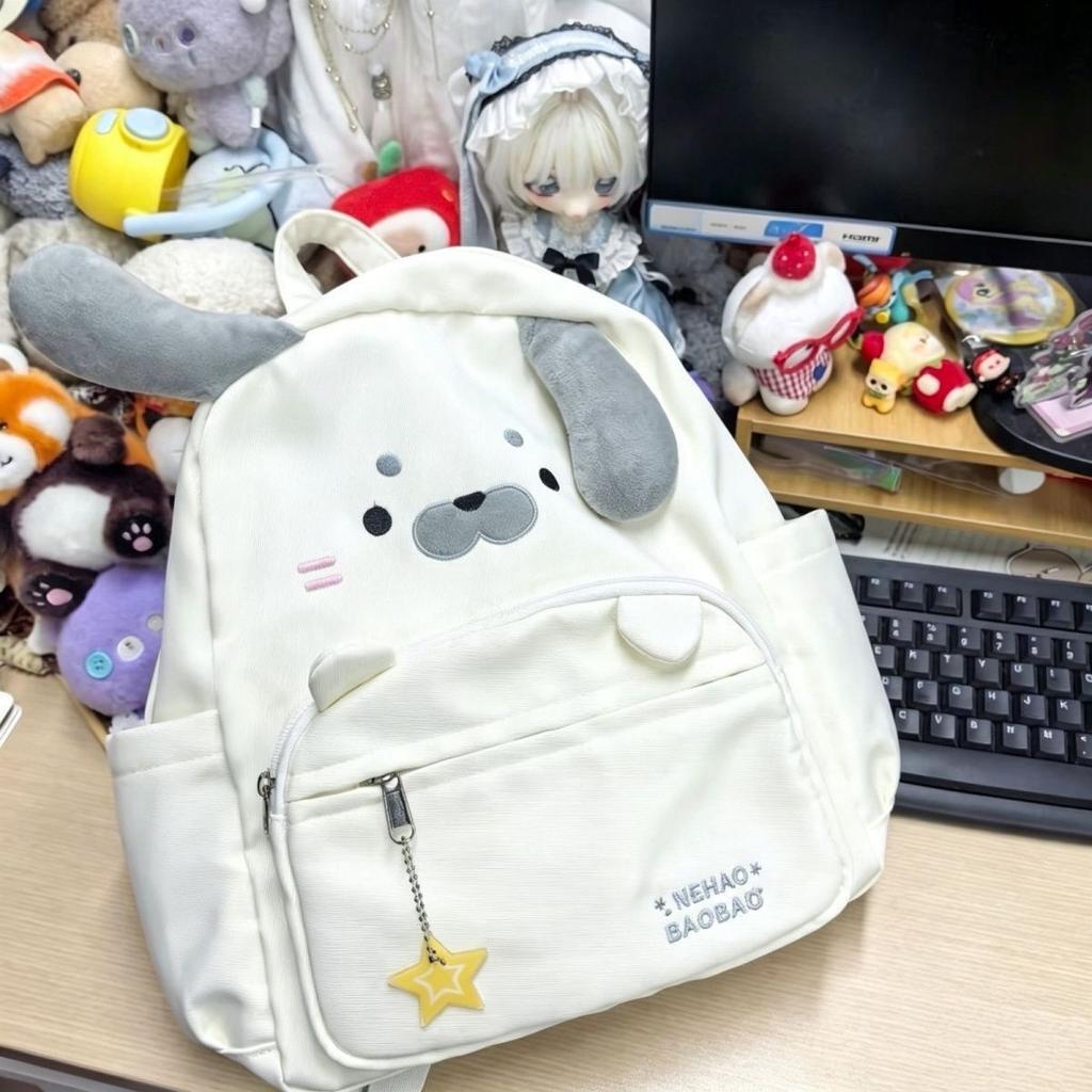 Schoolbag, Japanese-style cartoon seal backpack, cute and playful student backpack, large capacity, casual fashion, versatile backpack