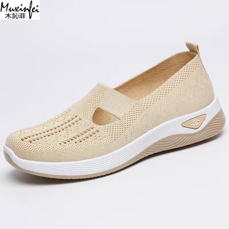 Chaussures d'été pour femmes Respirantes à semelle souple Chaussures pour femmes à enfiler en tissu grande taille 35-43 chaussures pas chères liquidation