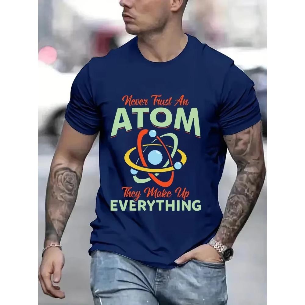 Never Trust An Atom Science Funny T-Shirt Chemistry or Physics Male Vintage Graphic Tshirt Men Novelty Streetwear Tshirt Men Top