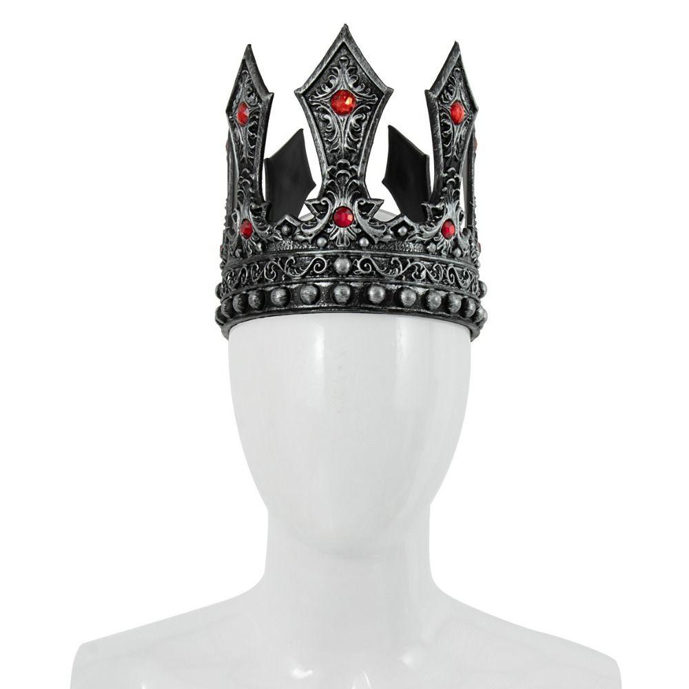 Zircon King Crown Medieval Style Halloween Costume Accessories Metal Prince Tiara Hair Ornaments