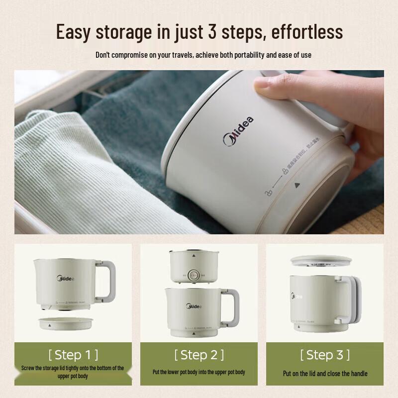 Midea Portable Folding Electric Kettle CN plug (adapter included)