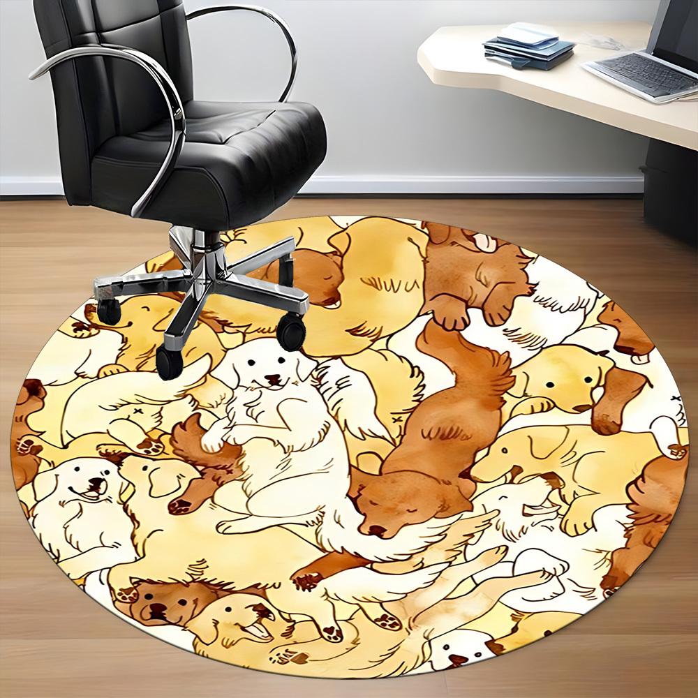 

1pc Puppy Prints Chair Carpet for Office, Soft, Non-Slip Polyester Mat, Office, Living Room, Bedroom, Durable Polyester yy251207116 80cm by 80cm
