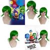 Superior Quality Inside Out Disgust Character Cosplay Wig Long Curly Synthetic Hair