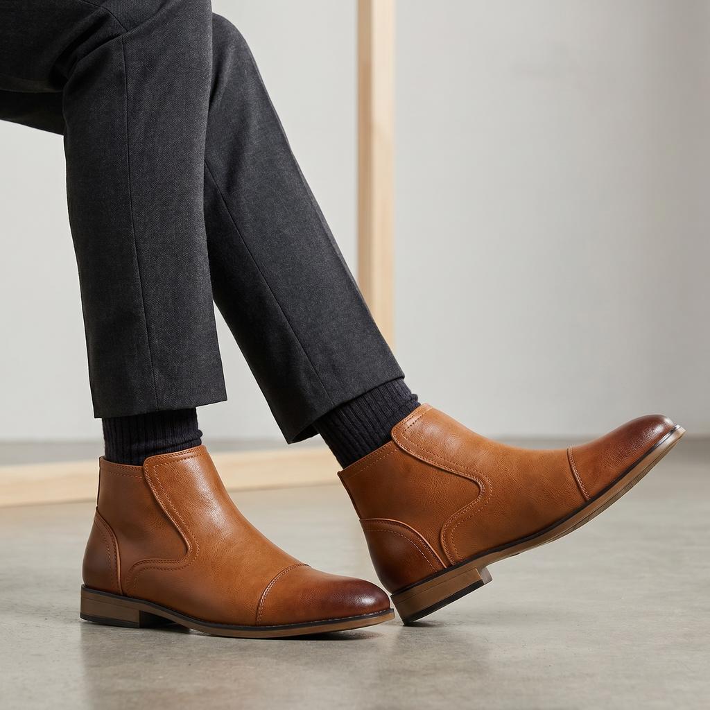 Chelsea Boots Men Comfortable Brand Fashion 2026 Boots Leather