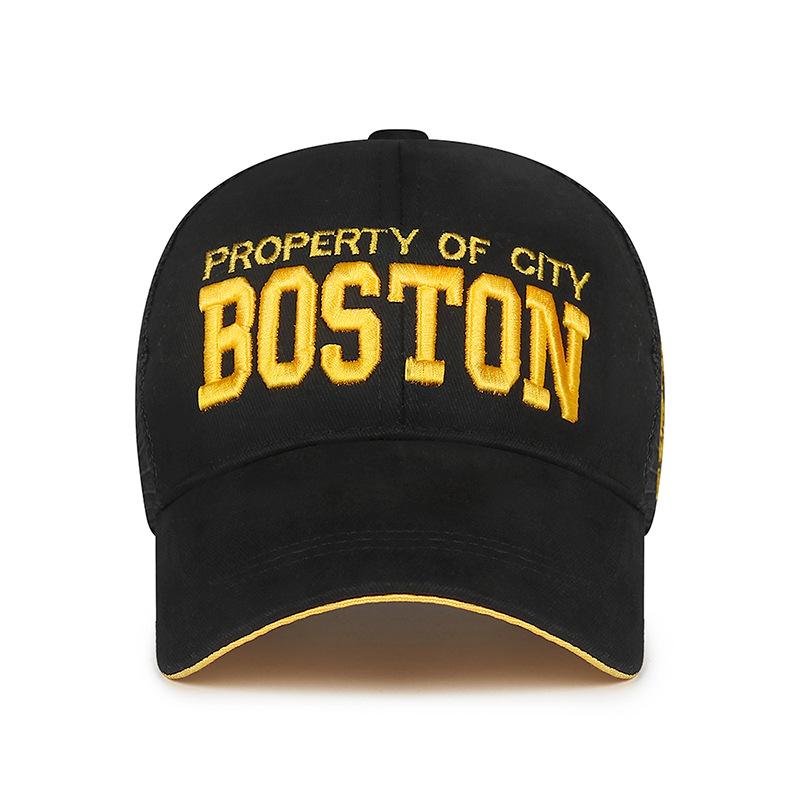 Northwood New Summer BOSTON Letters Mesh Baseball Hat Sunshade Men's and Women's Embroidery Sunshade Breathable Mesh Duck Tongue Trucker Hat