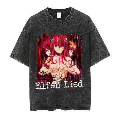 Elfen Lied NewModel Personality Clothes Washed Tshirt Year Round Clothing Unisex Oversized Washed Retro Fashion High Quality