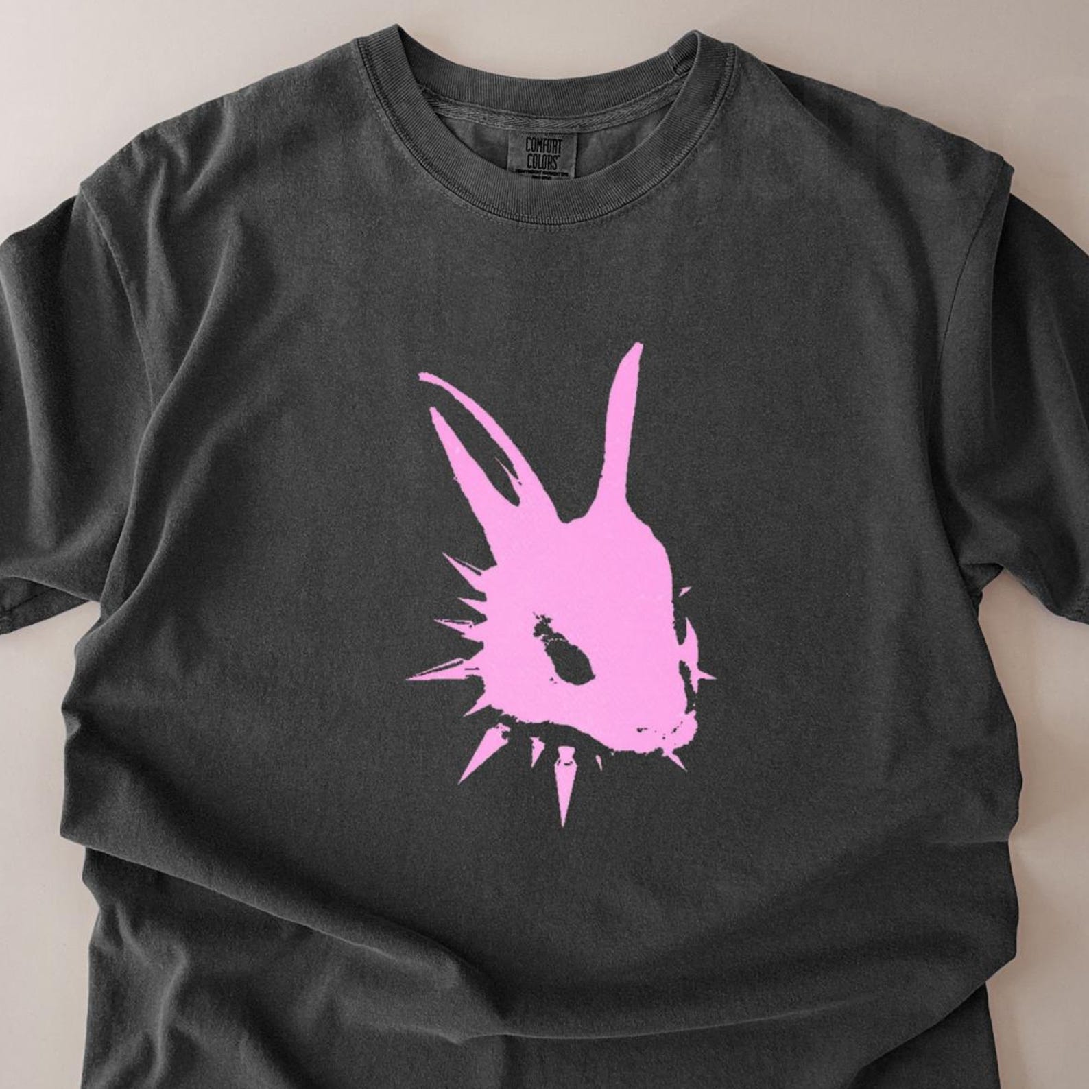 Pink Bunny Skull T-Shirt – Punk Gothic Y2K Streetwear 3XL