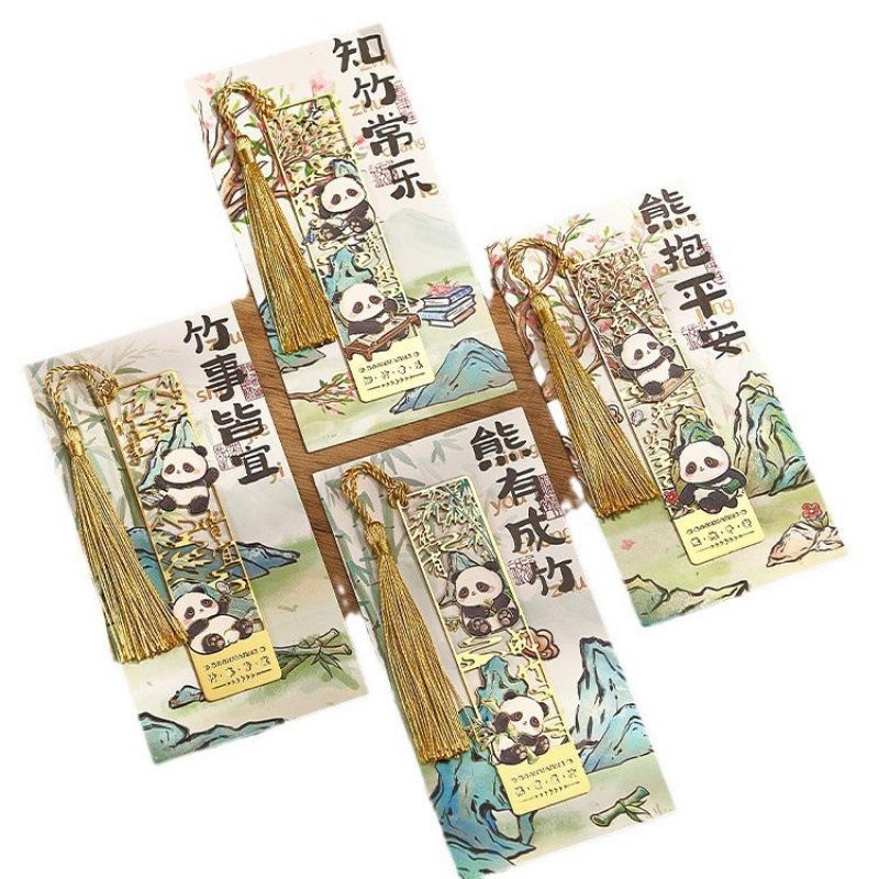 Panda-Themed Cultural Metal Tassel Bookmark Gift Box – Engraved Graduation and Birthday Souvenir