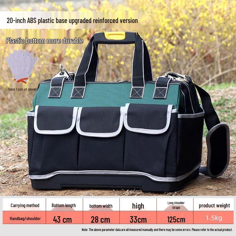 Slitstark axelverktygsväska i canvas för män - Multifunktionell, förtjockad, slitstark för elektriker & byggnadsarbetare