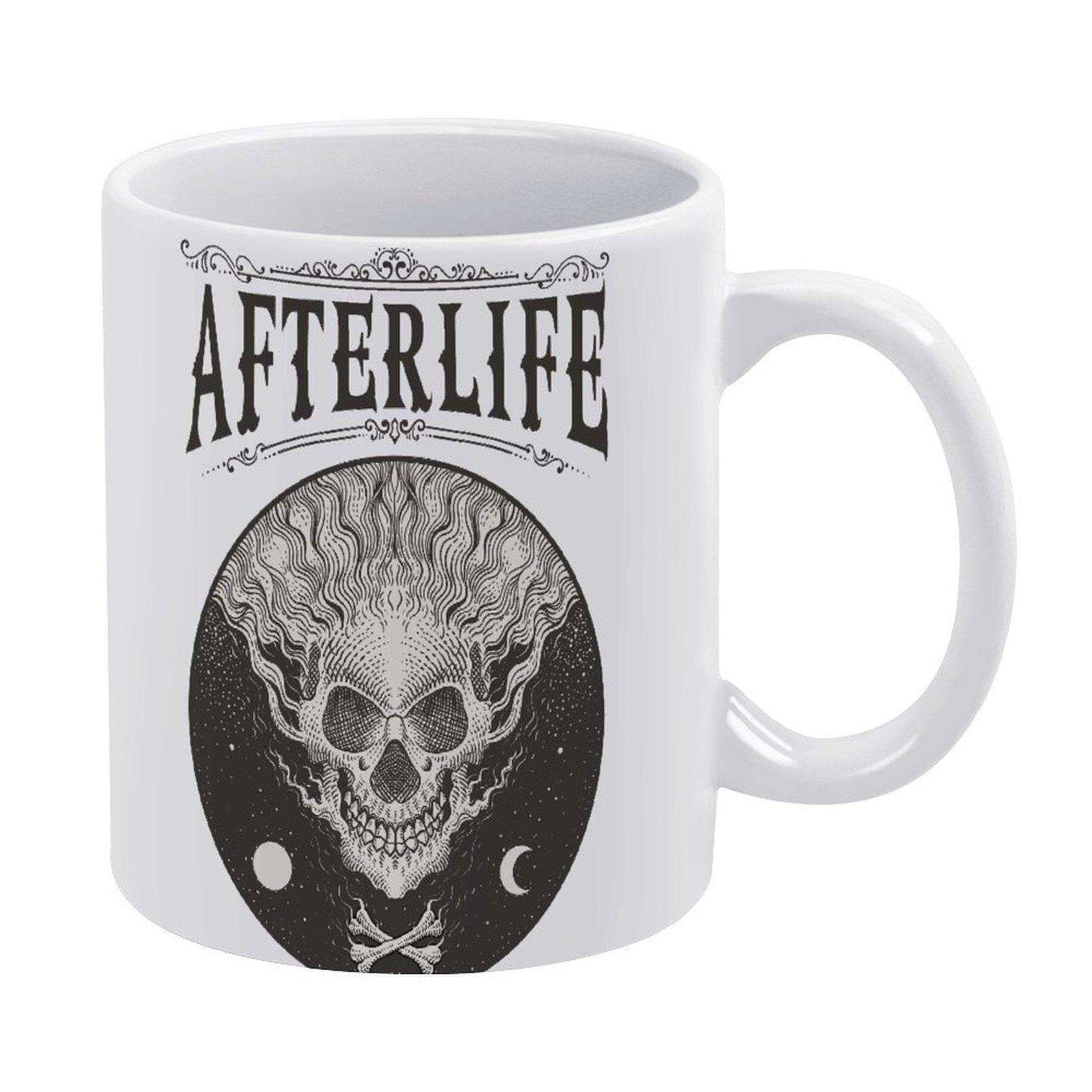 

Белая керамическая кофейная кружка 11 унций с печатным дизайном с обеих сторон, гладкая ручка и глянцевый корпус для времени горячего чая и какао белый