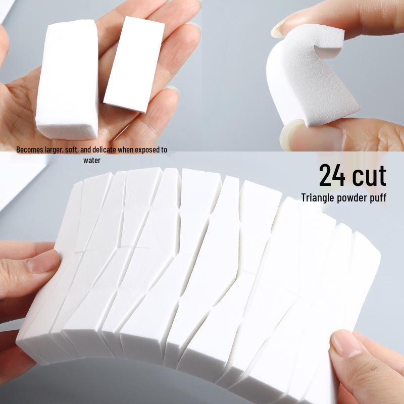 24-Cut Triangle Sponge Puff for Dry & Wet Use, Skin-Friendly, Super Soft, Non-Absorbing Makeup Beauty Tool