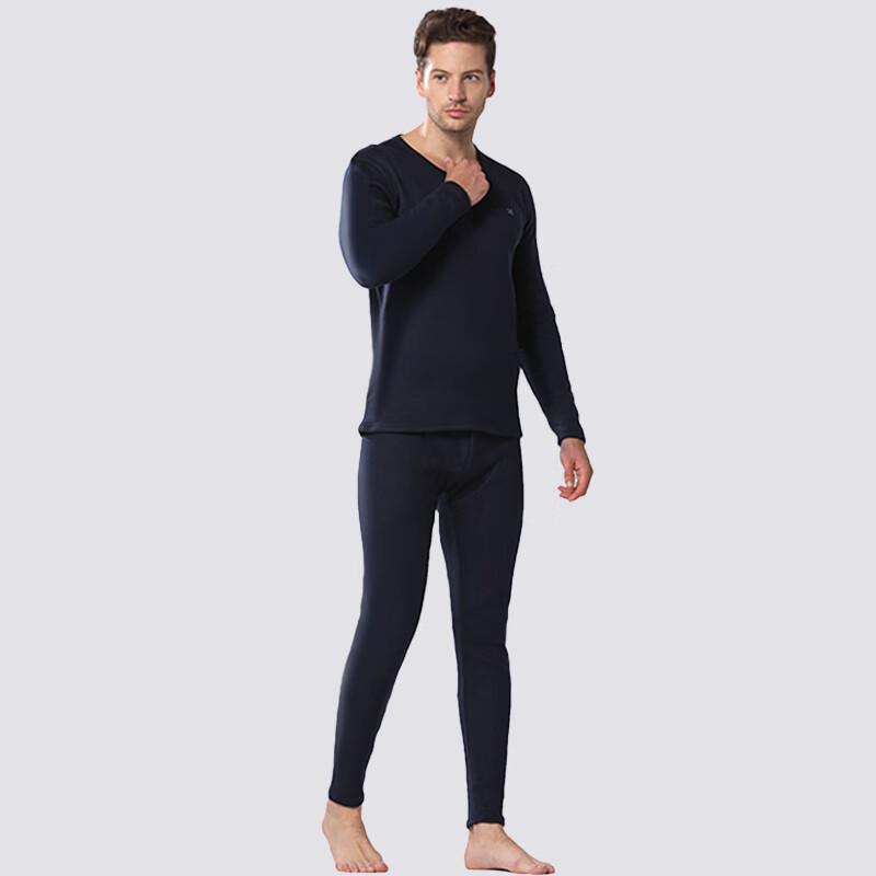 Hengyuanxiang Men's Thermal Fleece-Lined Underwear Set