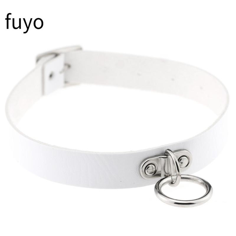 Modny Biały Skóra PU Łańcuszek Punkowy Choker Naszyjnik Dla Kobiet Kołnierz Biżuteria na Szyję Czarny Boho Gotycki Punk goth biżuteria