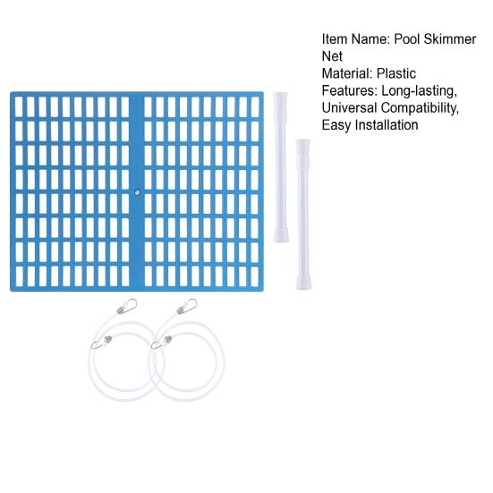 Pool Skimmer Net Kit 16.5"x13" Mesh Filter Screen with Telescopic Rods Elastic Ropes Leaf Catcher Skimmer Spring Action Net System Prevent Clogs for