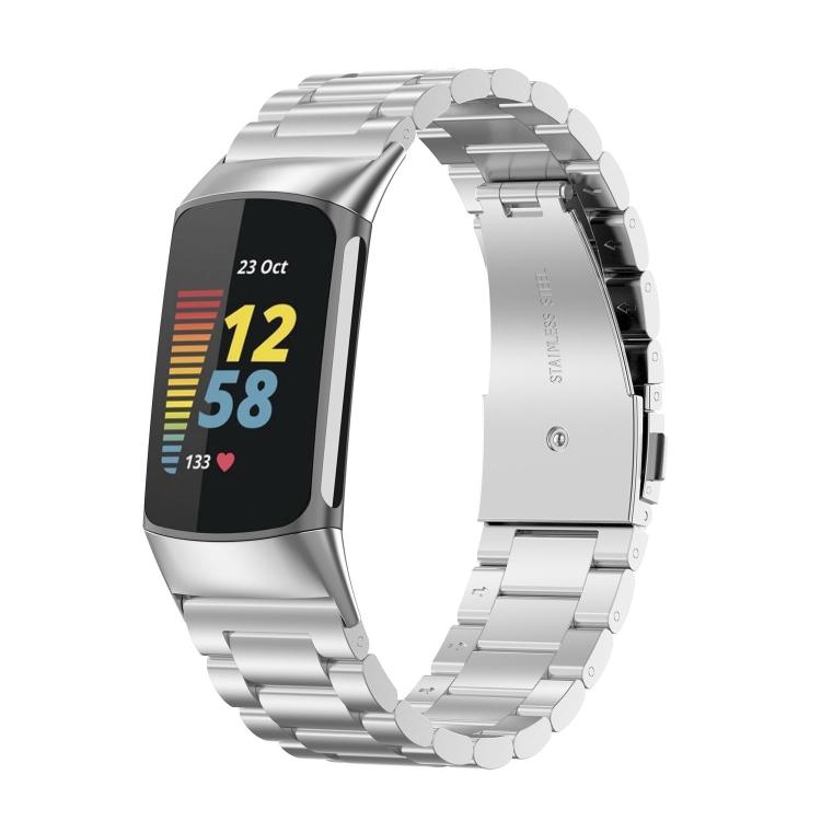 

Трехрядный стальной ремешок для часов Fitbit Charge 5 серебряный