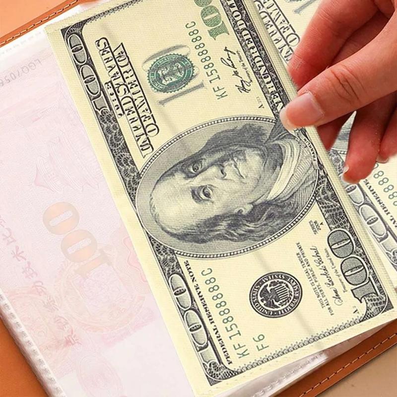 Pu Leather Photo Money Card Holder With 50 Inner Pages Snap Closure For Storing Photocards Business Cards Tickets Paper Money