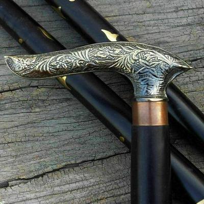 Bastoni da passeggio con manico fatto a mano in ottone massiccio Bastoni da passeggio antichi Canna vittoriana vintage