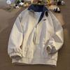 Cappotto da uomo primaverile e autunnale taglie forti con revers, casual, largo, con zip, comoda giacca da lavoro, capospalla