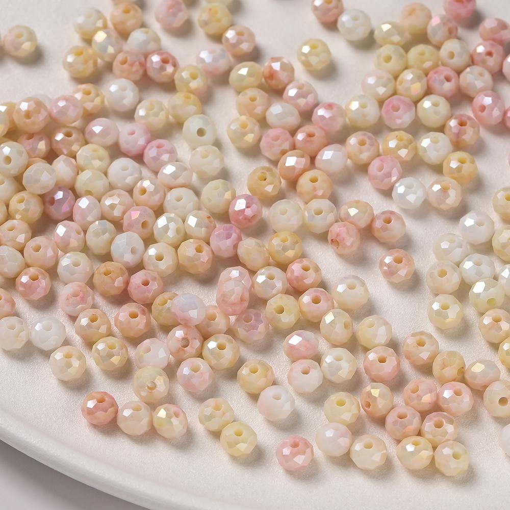 40pcs 6mm Glass Faceted Flat Round Beads Loose Spacer Beads for DIY Craft Necklace Bracelet Jewelry Making Accessories