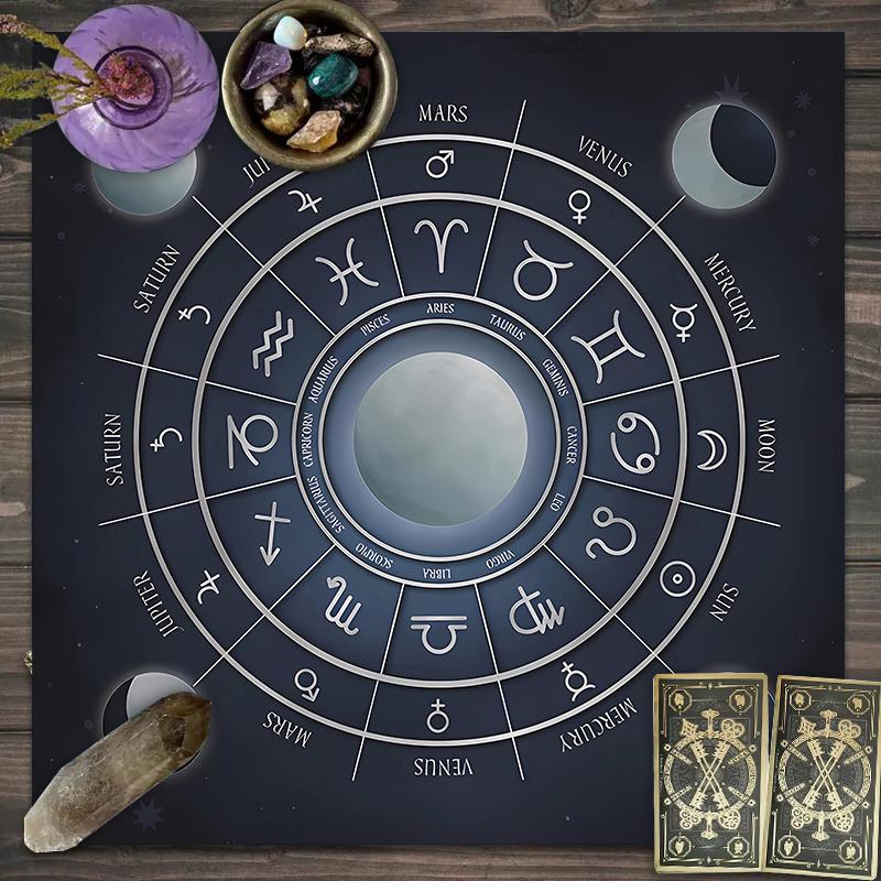 1 stuk Tarotkaart tafelkleed, mystiek runen astrologie altaarkleed, heksenhut decoratie tafelkleed, kaartspel tafelkleed