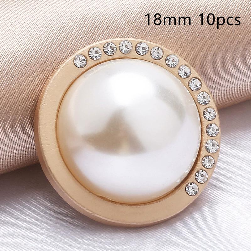 10Pcs 18/20/25Mm Flower Pearl Rhinestones Plastic Shank Buttons For Women Garment Jacket Sweater Handmade Sewing Accessories