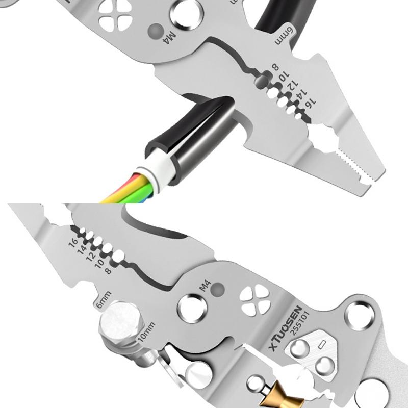 Foldalbe Wire Stripping Pliers Voltage Testing Cable Cutting Crimping Pliers Multifunctional Wire Stripper Electrician Pliers