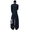 Damskie Jeansowe Spodnie z Wysokim Stanem i Szerokimi Nogawkami z Nadrukiem Smoka Styl Streetwear Codzienne Spodnie