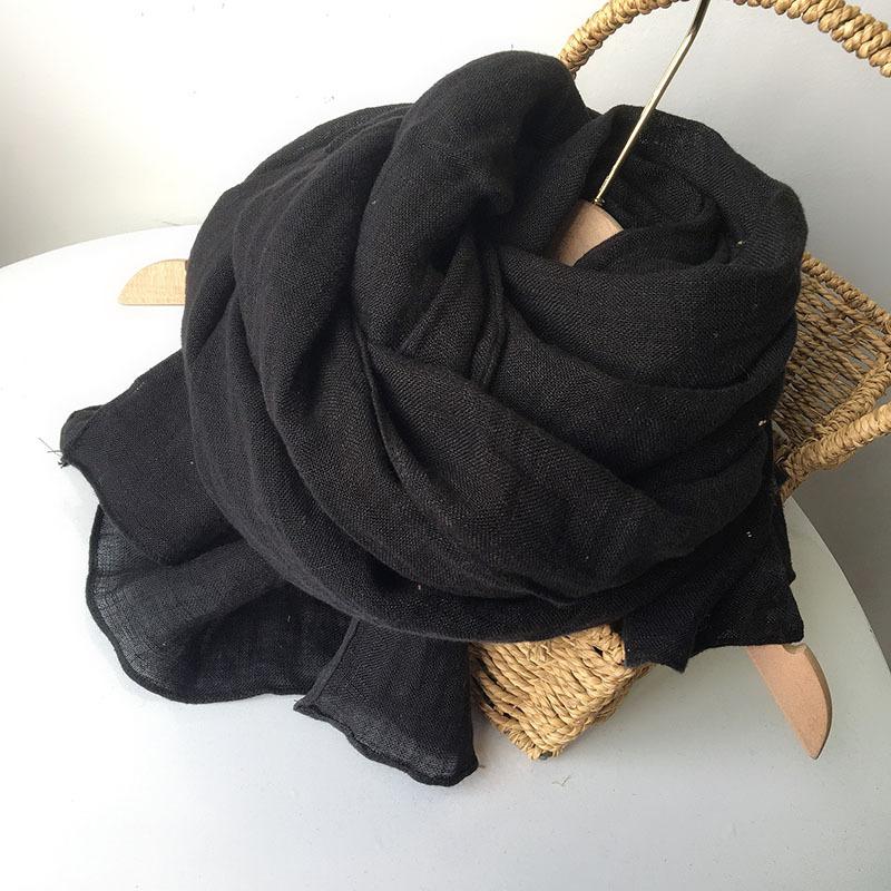 66x240CM Lengthened 100% Linen Scarf Solid Color Ladies Shawl Thin Spring And Autumn Cotton Linen Scarves