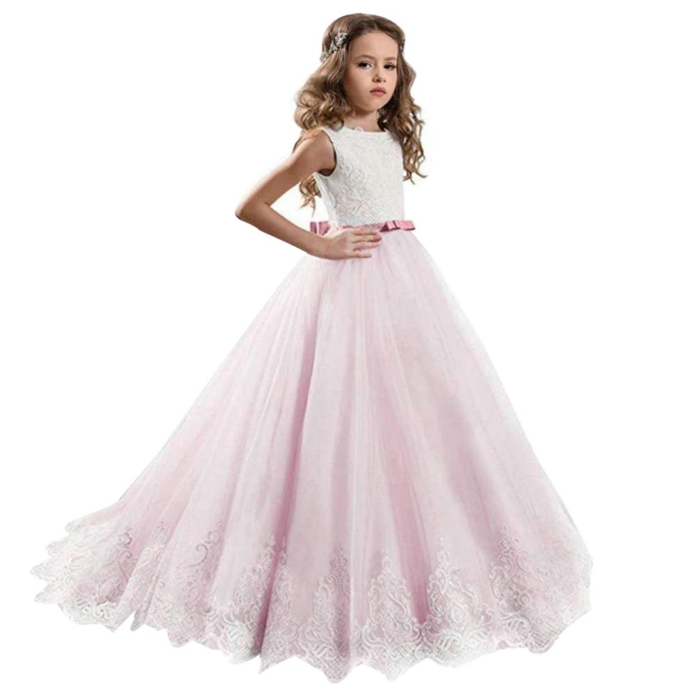 Popular All-Season Puffy Princess Dress for Girls (Ages 3-14) with Train