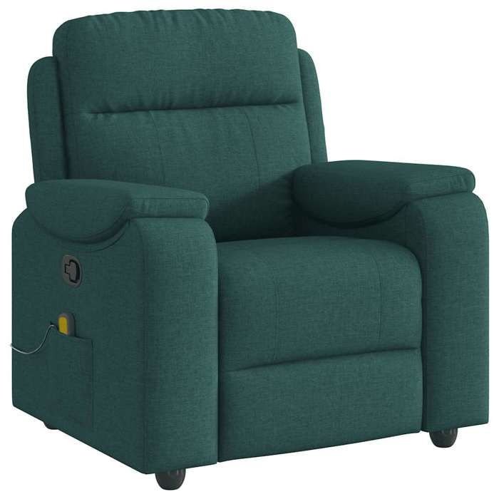 VidaXL Reclining Massage Chair Dark Green Fabric, Massage Chair, Armchair, Sofa Armchair, Office Chair 4015696